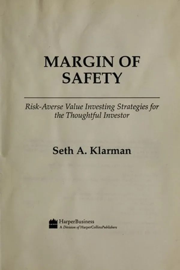 Cover of Margin of Safety by Seth A. Klarman